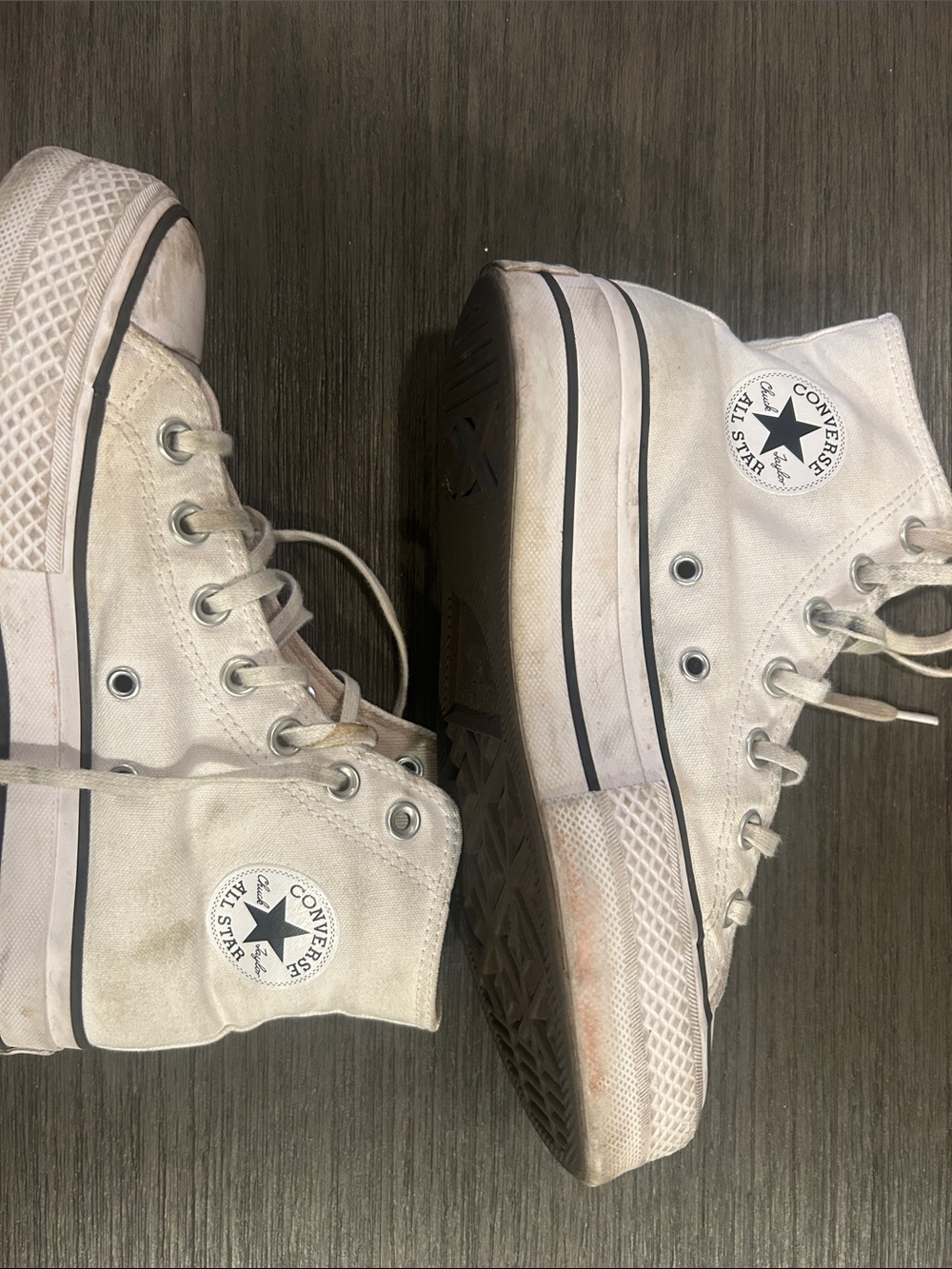 Converse High-Top Sneakers in Off-White with Black Trim - Picture 3 of 4